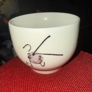 Elegant Cream Ceramic sake Cup with Black Design